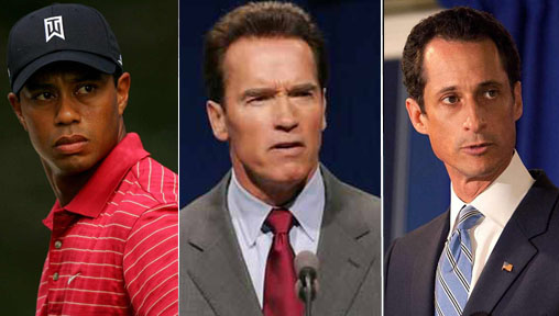 tiger woods arnold schwazeneggar and anthony weiner
